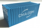 Container CMA GCM blue 20 ft , 25x25x60 mm 1:100 / 90003